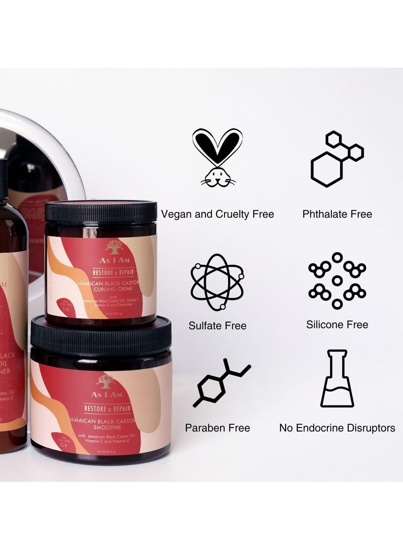 آز أي آم كريم ريستور آند ريبير لتجعيد الشعر بزيت الخروع الأسود الجامايكي 227 جرام - Image 3