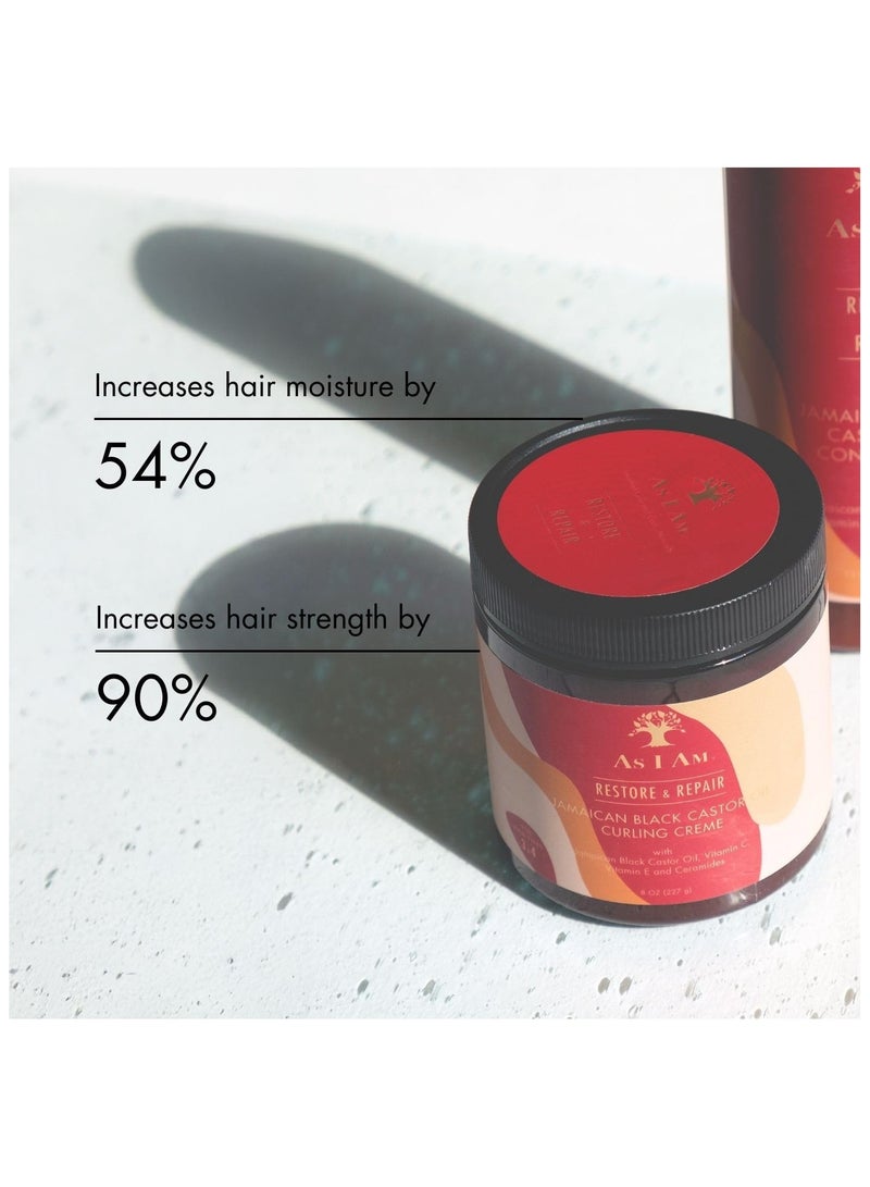 آز أي آم كريم ريستور آند ريبير لتجعيد الشعر بزيت الخروع الأسود الجامايكي 227 جرام - Image 4