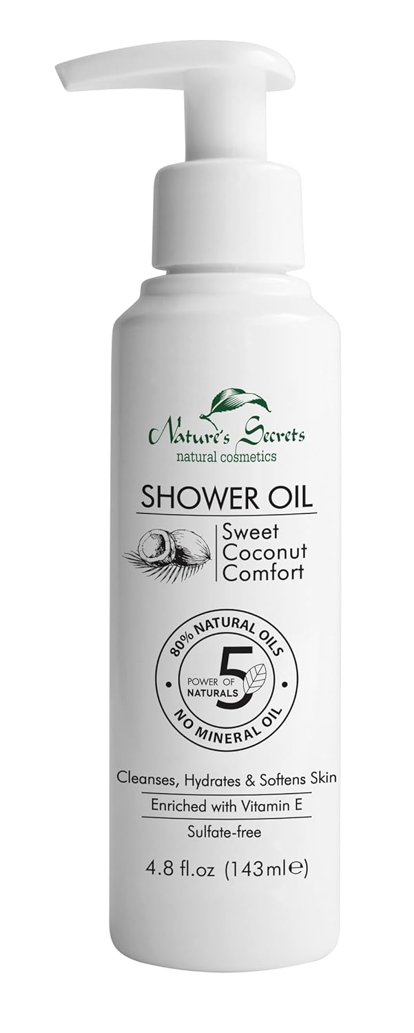 NATURES SECRETS زيت الاستحمام المنظف والمرطب بجوز الهند من أسرار الطبيعة زيت إلى رغوة حليبية خالي من الكبريتات 80 زيت طبيعي خالي من الزيوت المعدنية مثالي للبشرة الجافة والجافة جداً لبشرة أكثر نعومة وسلاسة وتغذية - Image 1