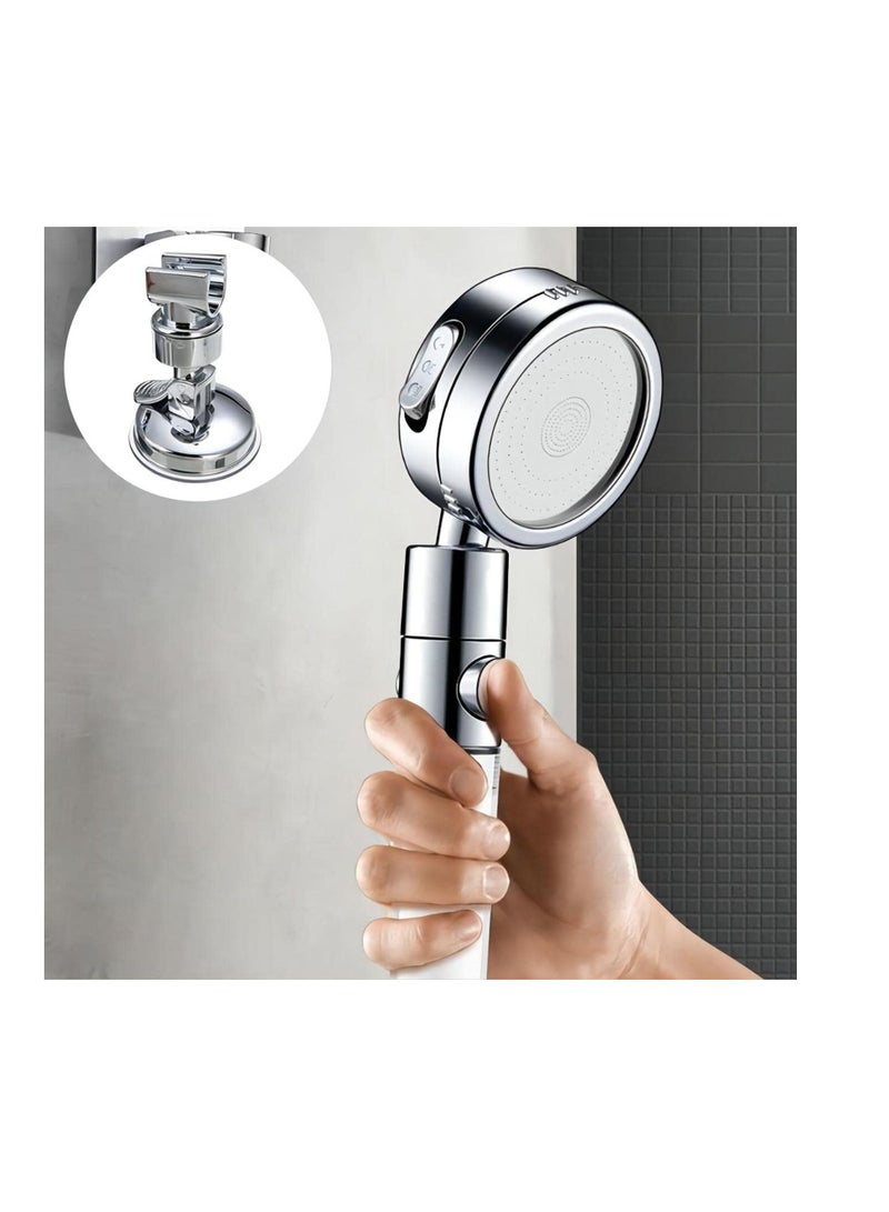 Y&D Shower Head Holder, Bathroom Suction Cup Handheld Showerhead Bracket, Adjustable Height Removable Wand Holder Wall Mounted Bracket Silver 2pcs - Image 1