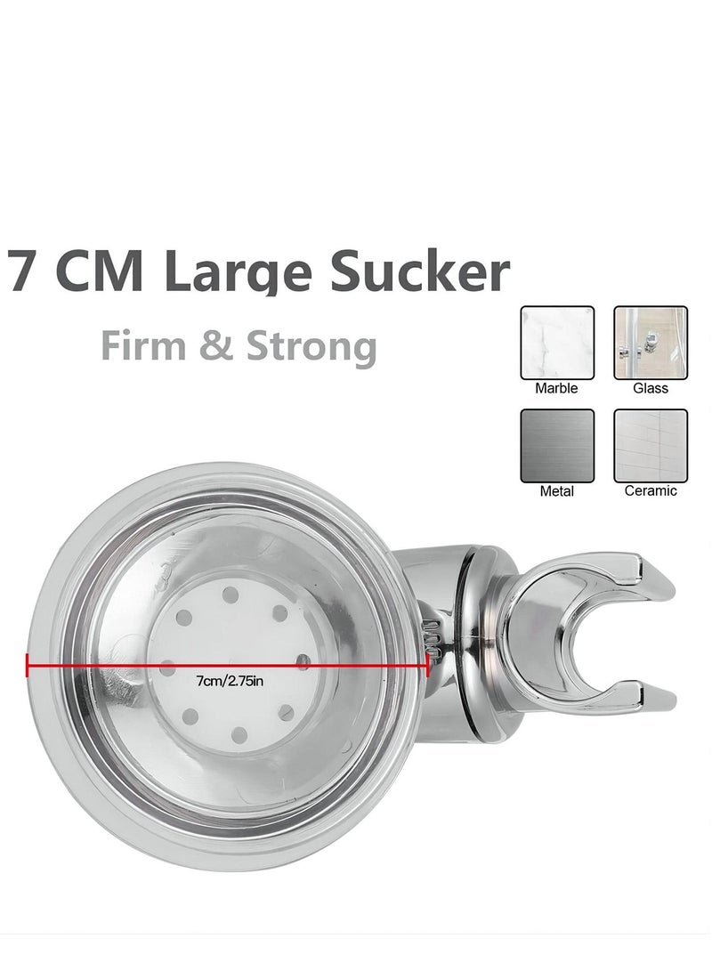 Y&D Shower Head Holder, Bathroom Suction Cup Handheld Showerhead Bracket, Adjustable Height Removable Wand Holder Wall Mounted Bracket Silver 2pcs - Image 2