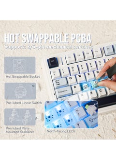 AULA F75 Reaper Switch Hot Swap Mechanical  Gaming Keyboard 3 Mode Connection Bluetooth/Wireless/USB-C  - Image 5