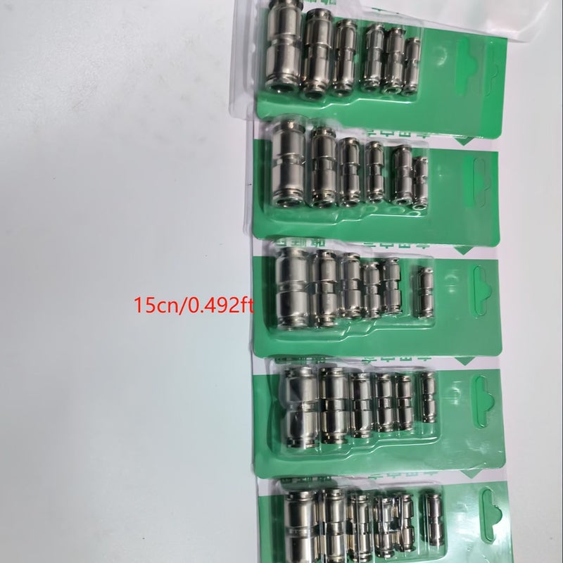 Nickel Plated Copper Quick Connector 4-12 Pneumatic Air PU Pipe Fitting 6 Piece Set - Image 3