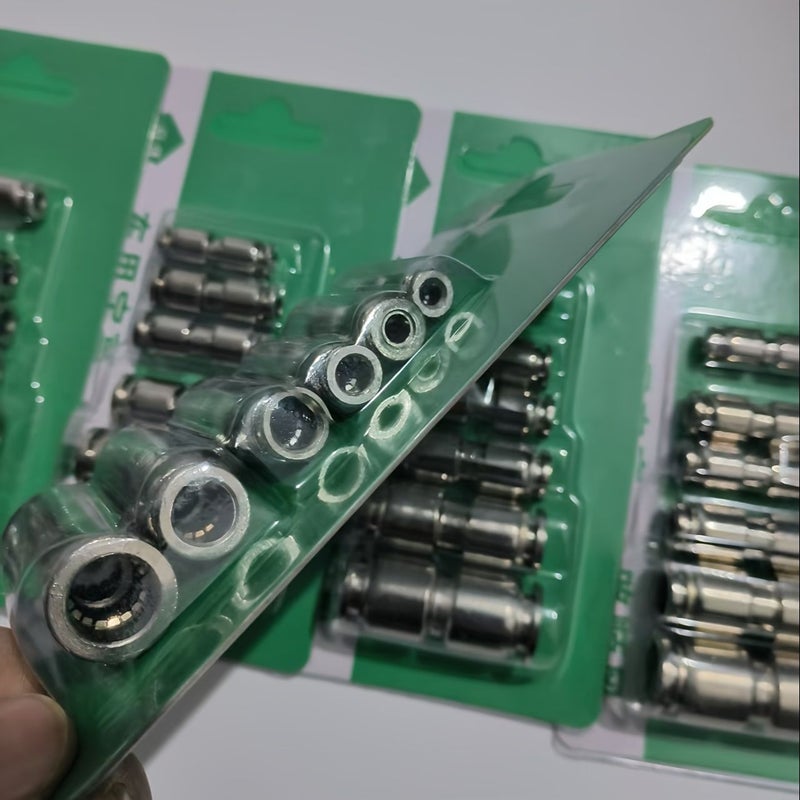 Nickel Plated Copper Quick Connector 4-12 Pneumatic Air PU Pipe Fitting 6 Piece Set - Image 4