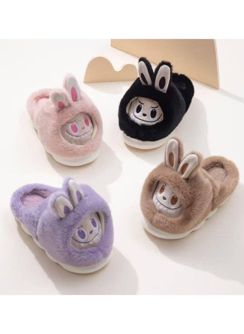 سليبر شتوي فرو بتصميم "أرنب كرتوني" – دافئ، ناعم، ومريح للمنزل. - Image 2