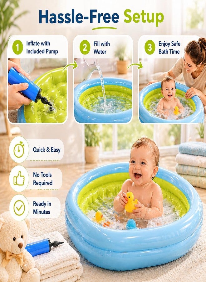 Yorten Baby Bathtub with Inflator Pump Foldable Shower Basin with Soft Cushion Central Seat Suit for Traveling-Convenient Drain Plug Side Pocket Practical,Durable,Easy to use and Clean - Image 3
