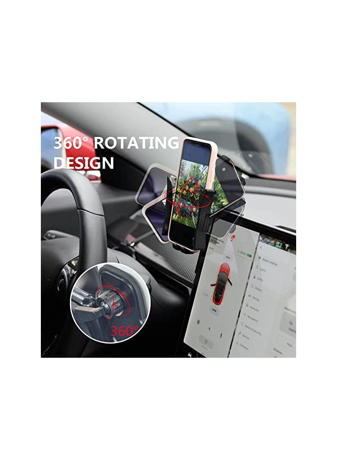 KASTWAVE Holder for Tesla Model Y Model 3,Phone Mount Silence Screen Phone Cradle Kits Compatible with 5.5-7.0" Smartphones Accessories with Silicone Sunglasses Organizer - Image 5