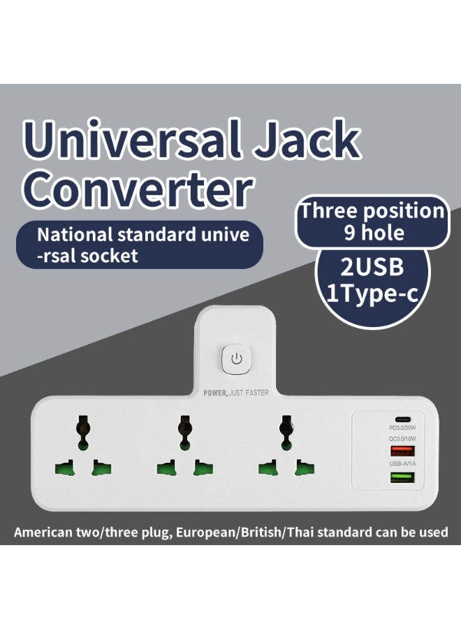 Multi Plug Sockets Adapter Universal Power Extension with USB PD Type-C and Light, 3 Electrical Connection Electrical Outlet Extender, Wall Sockets Row Plug Power  Adapter 3 Sockets USB PD, Multi-socket Charging Station Home Office Kitchen - Image 2