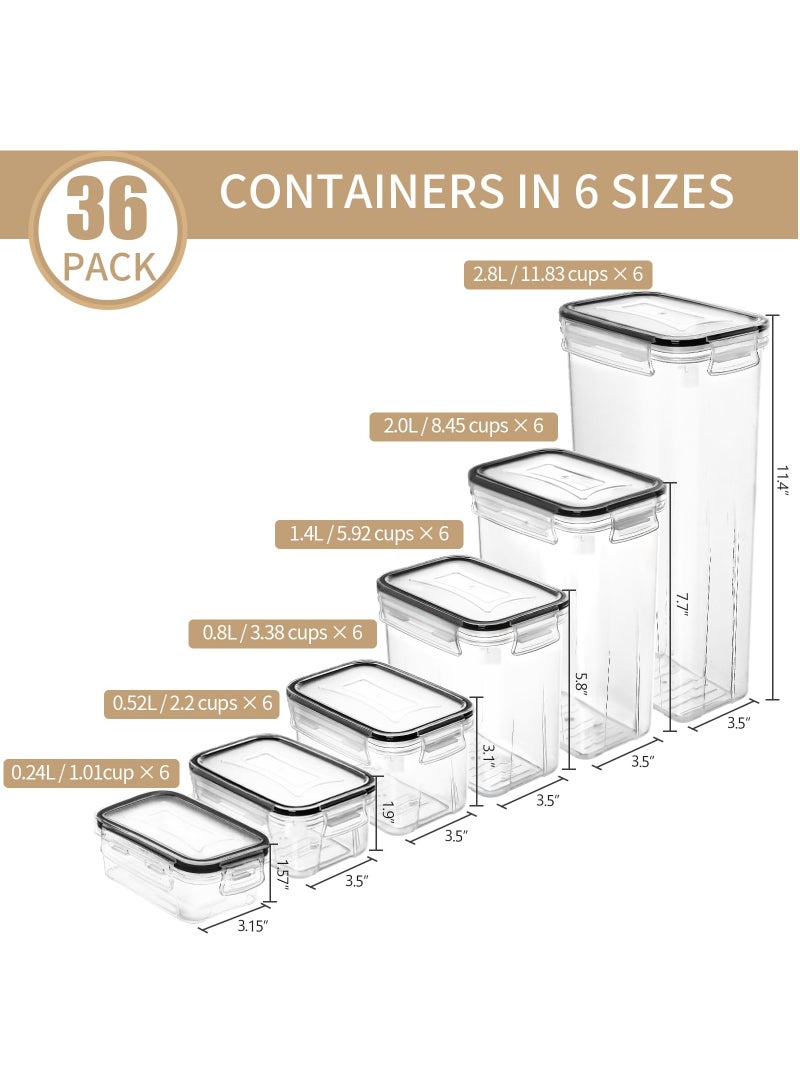 Bukela 36 Pack Airtight Food Storage Containers for Kitchen Pantry Organizers and Storage, Plastic Kitchen Storage Containers with Lids for Flour, Sugar, and Cereal, Labels & Marker  - Image 2