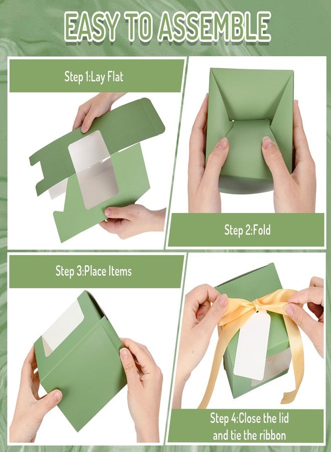 Whaline 24 Pcs Sage Green Mug Gift Boxes with Tag Ribbon Sublimation Mug Boxes with Window Paper Gift Packaging Box for Blanks 11oz, 12oz, 15oz Mugs - Image 4