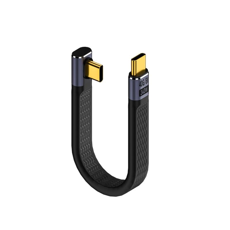 Tobo 240W USB C to USB C 0.4FT Right Angle Cable Support Thunderbolt 4/3/USB4, 8K@60HZ Display,40Gbps Data Transfer for PowerBank,External SSD,Docking,Ma-Book,Phone (TD-1165CC) - Image 1