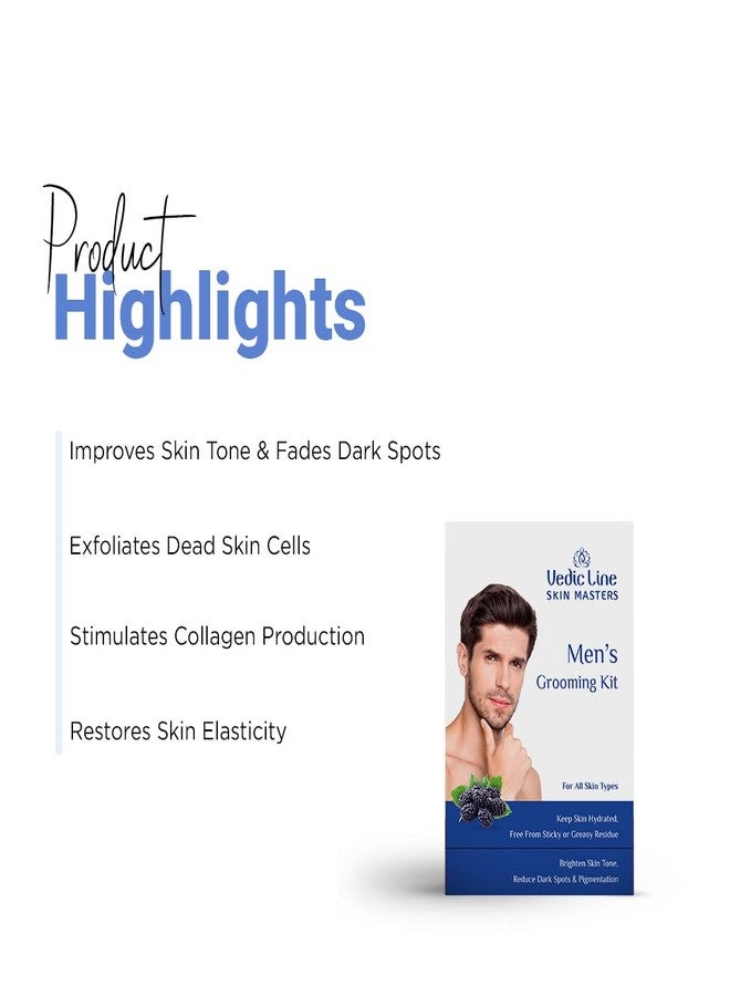 Vedic Line Vedicline Men's Grooming Monodose Kit Reduce Unclogged Pores, Deeply Cleanse Dirt & Impurities with Mulberry extract, kokum butter, Niacinamide for Clear & Smoother Skin, 34ml - Image 3