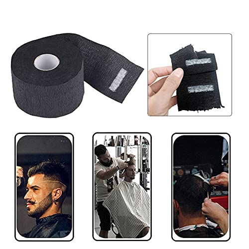 NaRaMax 2 Rolls Barber Neck Strips Disposable Strentchy Paper Neck Bands Hairdressing Stretchy Wrap Barber Accessories for Salon Haircutting Styling (Black) - Image 5
