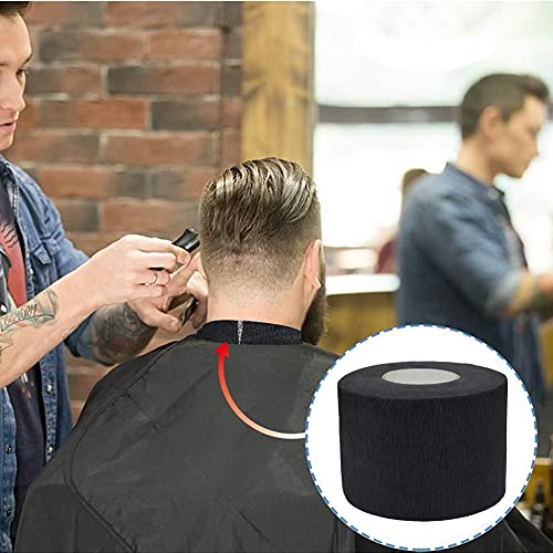NaRaMax 2 Rolls Barber Neck Strips Disposable Strentchy Paper Neck Bands Hairdressing Stretchy Wrap Barber Accessories for Salon Haircutting Styling (Black) - Image 4