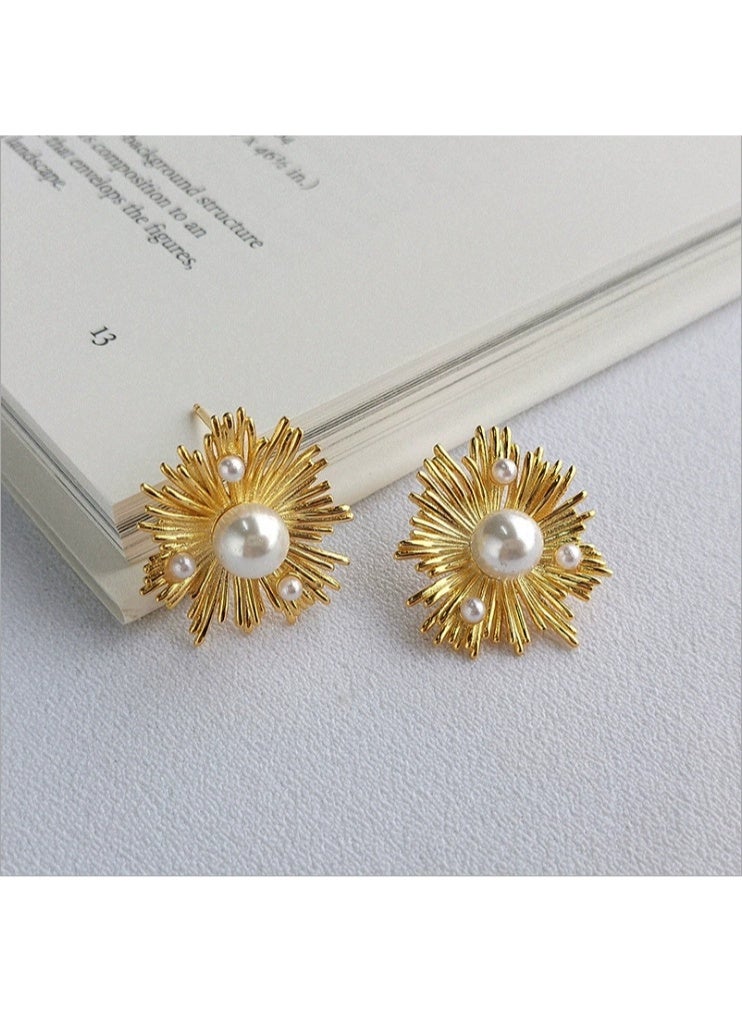 Goolsky أقراط لؤلؤ هندسية جديدة من الفضة الإسترلينية S925 للنساء – أقراط بيان فاخرة أنيقة كورية، تصميمات هندسية ولؤلؤ، مضادة للحساسية، للاستخدام الرسمي/اليومي - Image 4