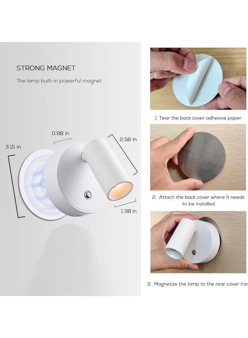 general Wireless Spotlight Rechargeable Wall Light Internet celebrity Magnetic suction Free installation Bedside reading light, remote control (10000mAh battery) - Image 3