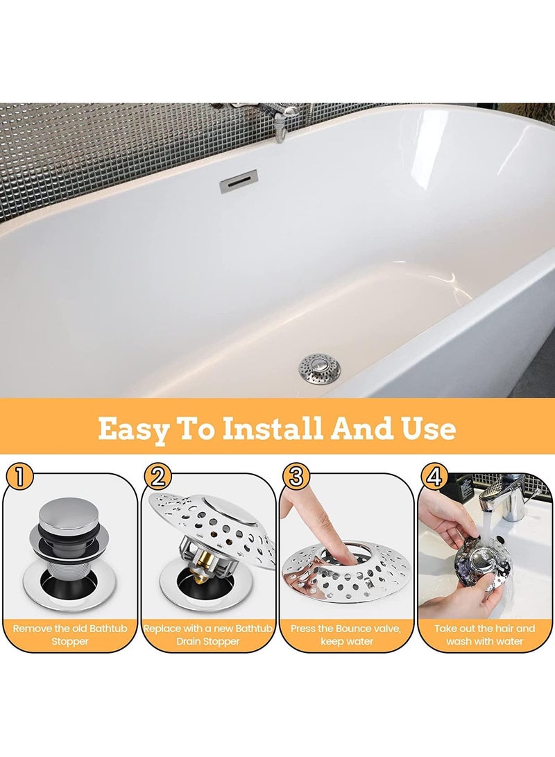Sweet seven Universal Bathtub Stopper with Hair Collector - Easy Install, Easy Clean, Fits 1.6"-2.1" Drain Hole - Image 2