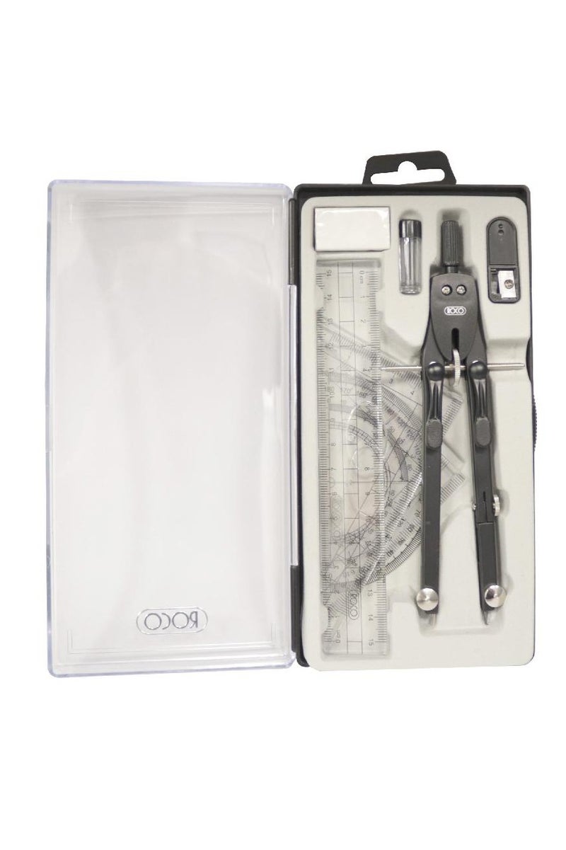 روكو طقم هندسي بوصلة دقيقة مع سنون | بلاستيك/فولاذ | 9 قطع - Image 1