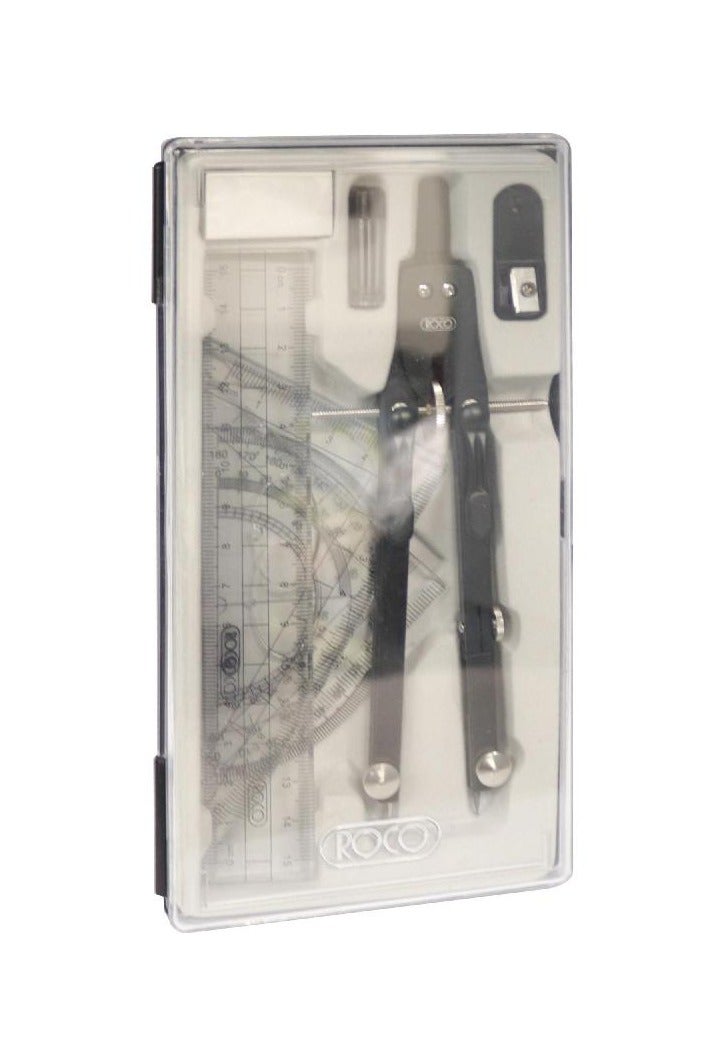 روكو طقم هندسي بوصلة دقيقة مع سنون | بلاستيك/فولاذ | 9 قطع - Image 2