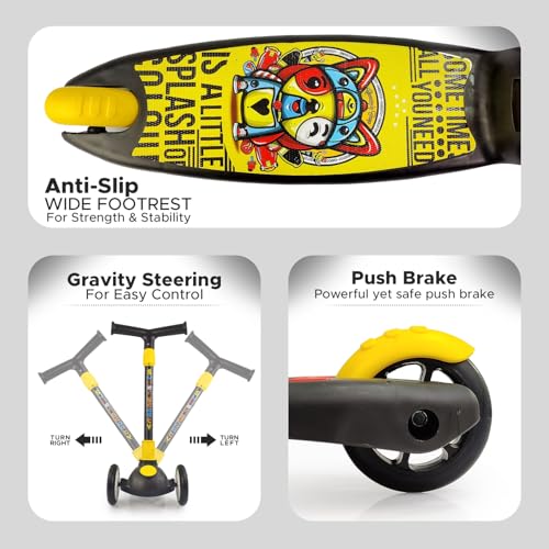 NHR Smart Kick Scooter for Kids, 4 Adjustable Height Scooter, Foldable & Attractive PU Wheels with Rare Brakes for Kids Age Upto 2+ Years (20 kg, Black) - Image 4