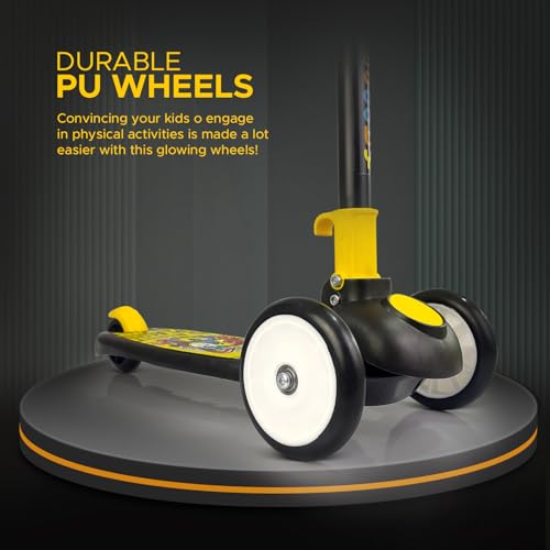 NHR Smart Kick Scooter for Kids, 4 Adjustable Height Scooter, Foldable & Attractive PU Wheels with Rare Brakes for Kids Age Upto 2+ Years (20 kg, Black) - Image 3