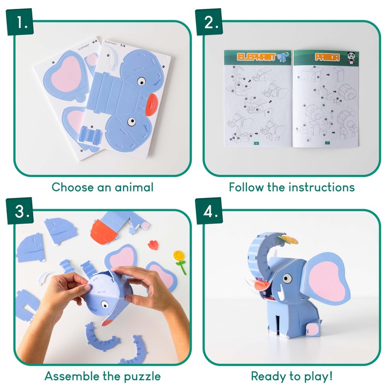BONNYCO 3D Puzzles for Kids Toys Jungle Animals Pack 8. 3D Puzzle Jigsaw 6-8 9-13, Educational Girl and Boy Toys. Gifts for Kids Activity, Birthday Gifts for Boys. Rompecabezas 3-D Foam, Christmas - Image 4