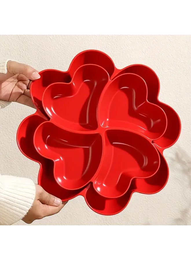 3Pcs Large Lucky Plate Divided Serving Tray 4 Compartments For Snacks Nuts Fruits - Image 4