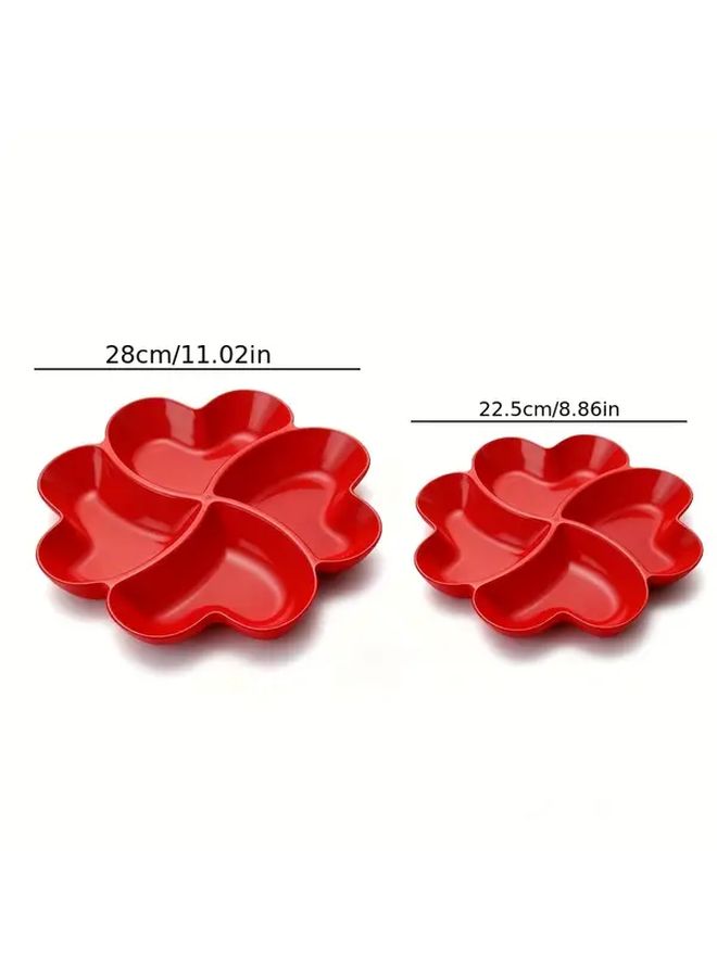 3Pcs Large Lucky Plate Divided Serving Tray 4 Compartments For Snacks Nuts Fruits - Image 3