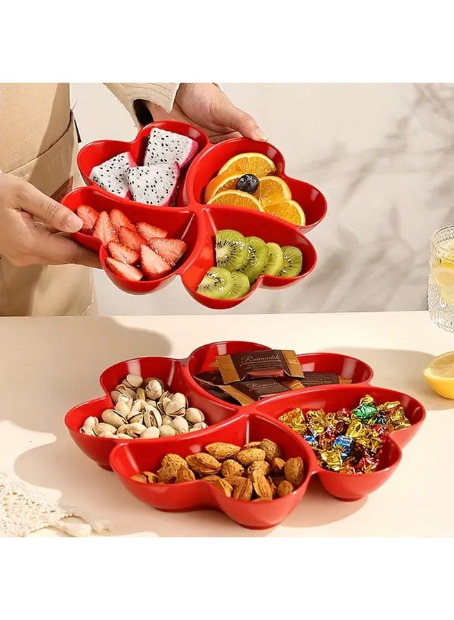 3Pcs Large Lucky Plate Divided Serving Tray 4 Compartments For Snacks Nuts Fruits - Image 2