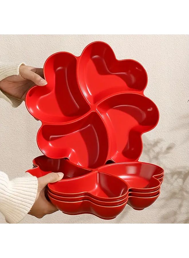 3Pcs Large Lucky Plate Divided Serving Tray 4 Compartments For Snacks Nuts Fruits - Image 5