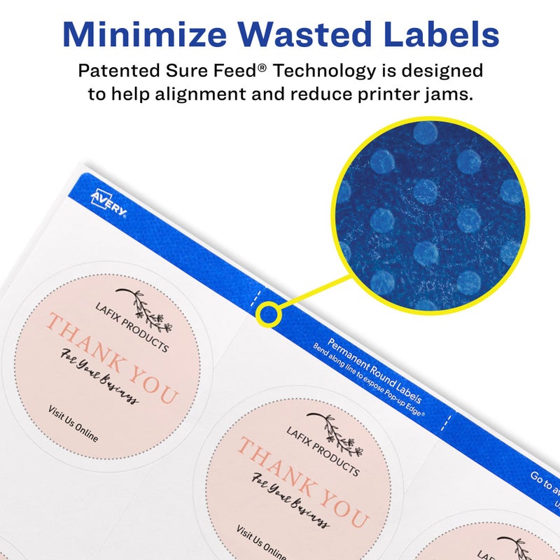 Avery Printable Blank Round Labels, 2.5" Diameter, Matte White, 225 Customizable Labels (22562) - Image 3