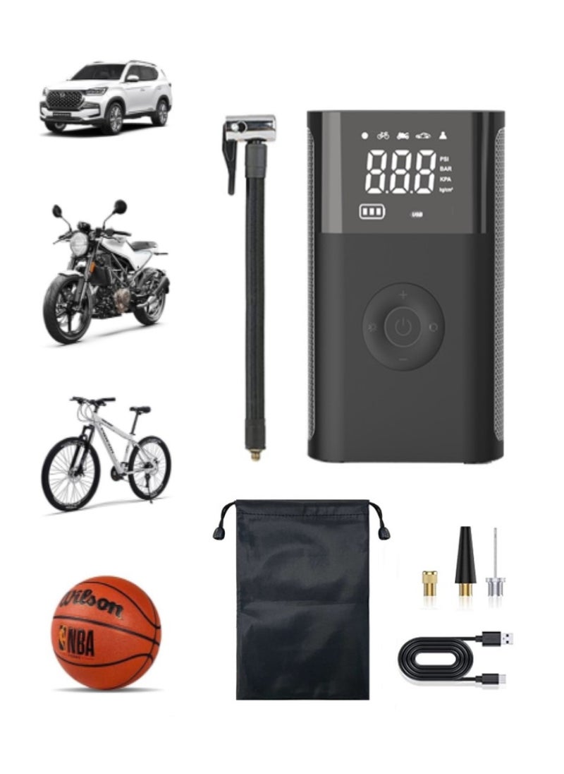 Changli Portable Car Tire Inflator, Tyre Inflator Portable Air Compressor, Rechargeable Portable Air Compressor, Cordless Tire Inflator, Portable Air Compressor, 150PSI Portable Air Pump for Car Tires with Tire Pressure Gauge, Electric Air Pump Suitable For Car, Motorcycles, Bicycles, Balls  - Image 1
