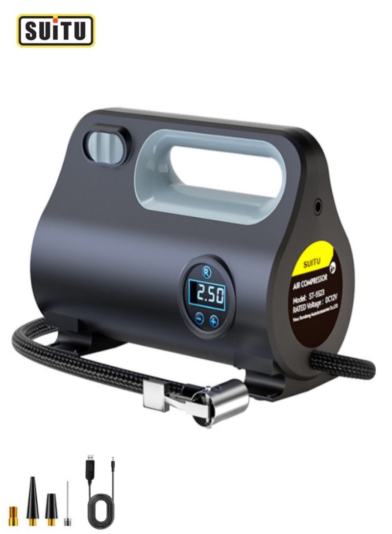 SUITU Tire Inflator Portable Air Compressor, Cordless Air Pump, with 6000mAh for Heavy duty Vehicle, Car & Inflatables, Cylinder Bike Pump LED Backlight - Image 1