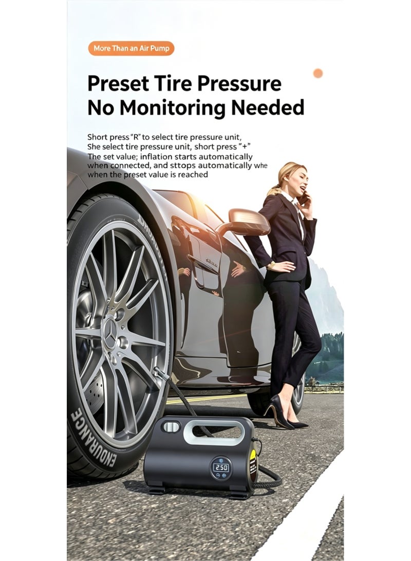 SUITU Tire Inflator Portable Air Compressor, Cordless Air Pump, with 6000mAh for Heavy duty Vehicle, Car & Inflatables, Cylinder Bike Pump LED Backlight - Image 5