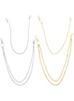 CKANDAY 4 Pocket Chains, Wallet Chain Belt Loop Set, Hip Hop Pants Chain with Lobster Claw Clasps and Keyring for Jeans Purse Handbag Strap Keys Traveling,2 Colors