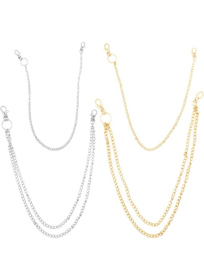 Generic - CKANDAY 4 Pocket Chains, Wallet Chain Belt Loop Set, Hip Hop Pants Chain with Lobster Claw Clasps and Keyring for Jeans Purse Handbag Strap Keys Traveling,2 Colors - Image 1