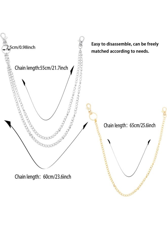 Generic - CKANDAY 4 Pocket Chains, Wallet Chain Belt Loop Set, Hip Hop Pants Chain with Lobster Claw Clasps and Keyring for Jeans Purse Handbag Strap Keys Traveling,2 Colors - Image 1