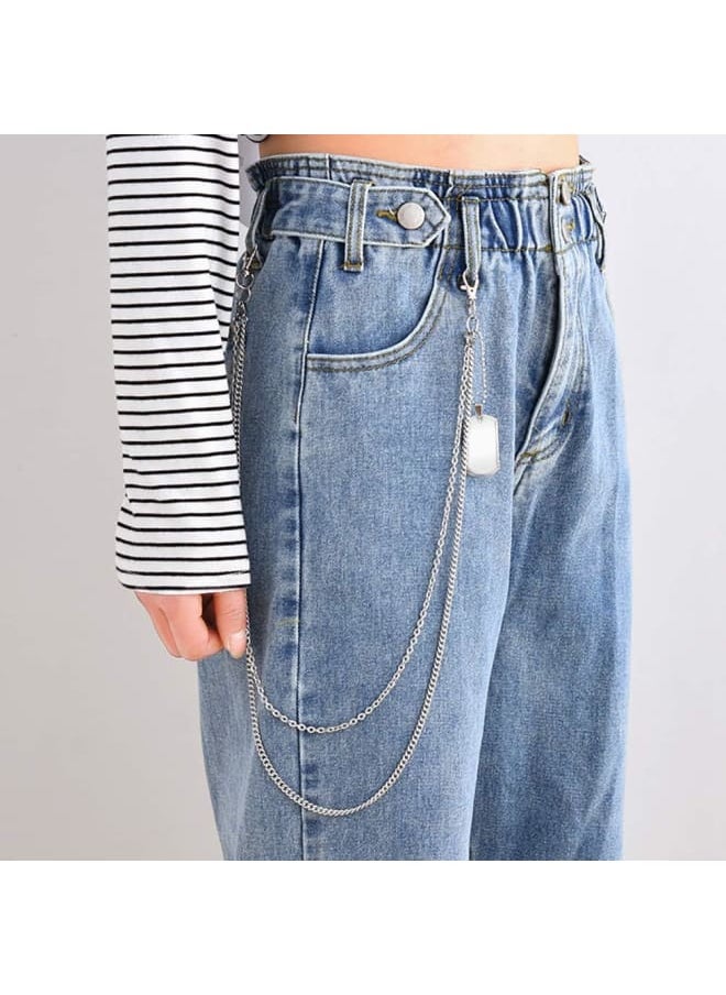 Generic - CKANDAY 4 Pocket Chains, Wallet Chain Belt Loop Set, Hip Hop Pants Chain with Lobster Claw Clasps and Keyring for Jeans Purse Handbag Strap Keys Traveling,2 Colors - Image 1