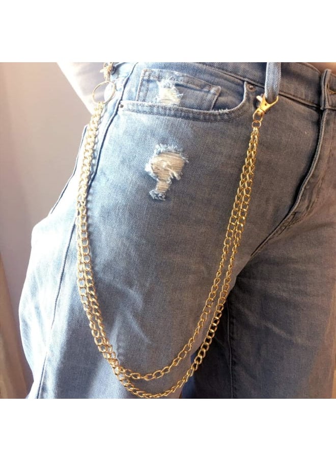 Generic - CKANDAY 4 Pocket Chains, Wallet Chain Belt Loop Set, Hip Hop Pants Chain with Lobster Claw Clasps and Keyring for Jeans Purse Handbag Strap Keys Traveling,2 Colors - Image 1