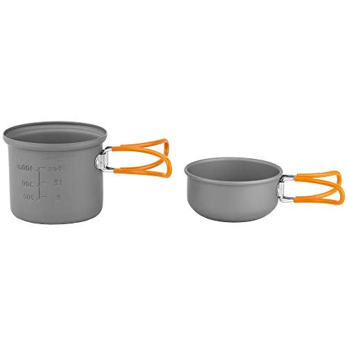 ust Solo Cook Kit with Lightweight, Compact, BPA Free, Anodized Aluminum Construction for Camping, Hiking, Emergency, Soloist and Picnics, Gray/Orange, One Size - Image 2