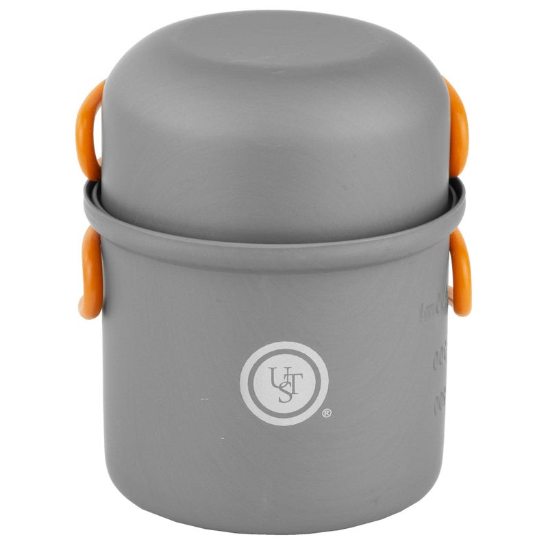 ust Solo Cook Kit with Lightweight, Compact, BPA Free, Anodized Aluminum Construction for Camping, Hiking, Emergency, Soloist and Picnics, Gray/Orange, One Size - Image 5
