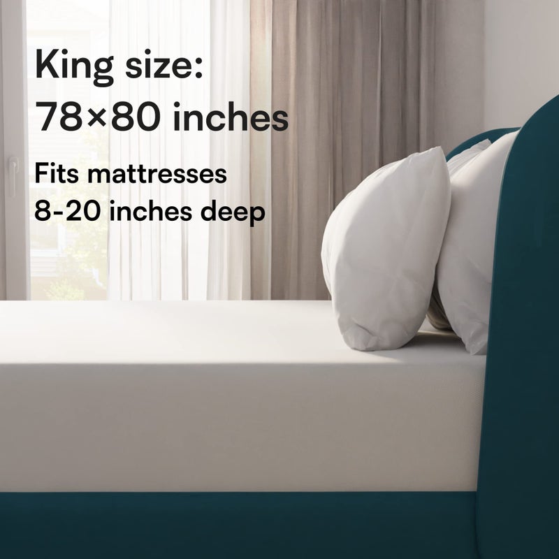 Niagara Sleep Soluti Niagara Waterproof Mattress Protector King 78x80 Cover Deep Pocket Breathable Noiseless 8-20Inches Bed Smooth Jersey Mattress Pad Cover Fully Ultra Thin Polyester  - Image 5