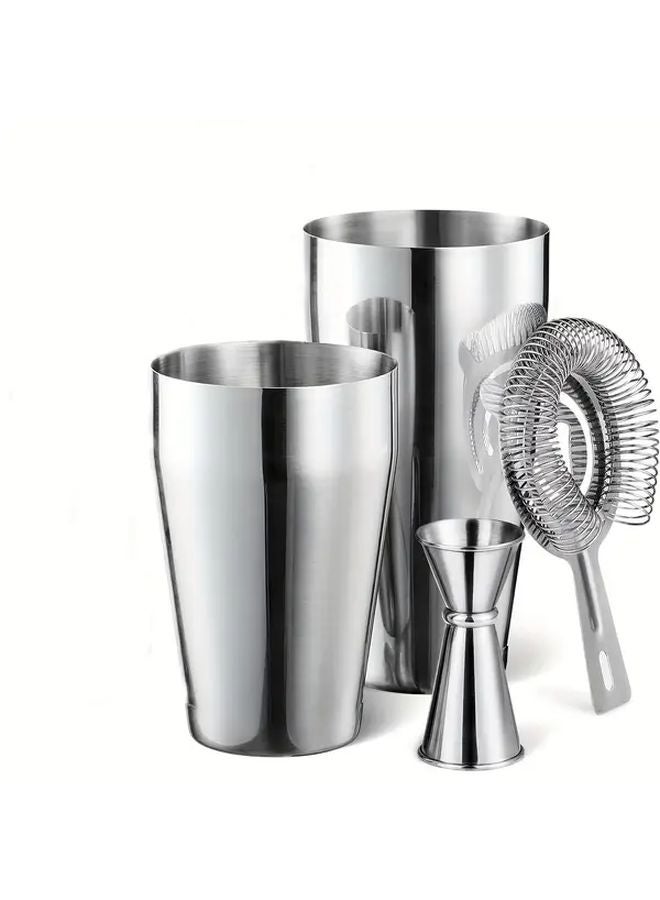 Boston Shaker Set 3 Piece 23.67oz 20.29oz with Strainer Jigger Recipe Cards - Image 1