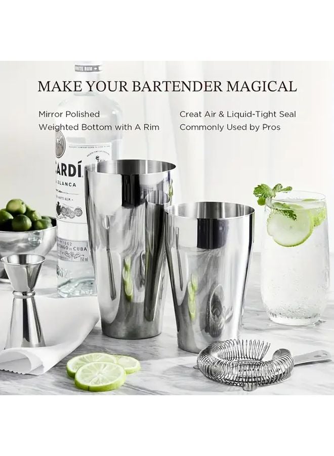 Boston Shaker Set 3 Piece 23.67oz 20.29oz with Strainer Jigger Recipe Cards - Image 3