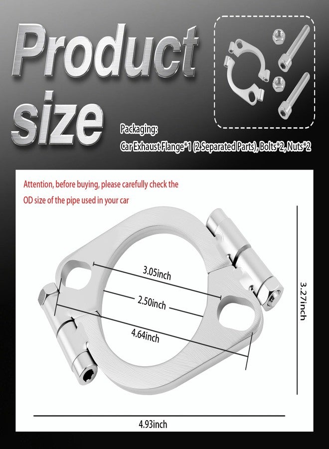 KIFIDAN 2.5" Car Split Exhaust Flange Repair Kit with Nuts & Bolts,Oval Car Exhaust Flange for Automotive Exhausts Pipe,2 Bolt Holes Cars Exhausts Flanges Vehicle Accessories - Image 2