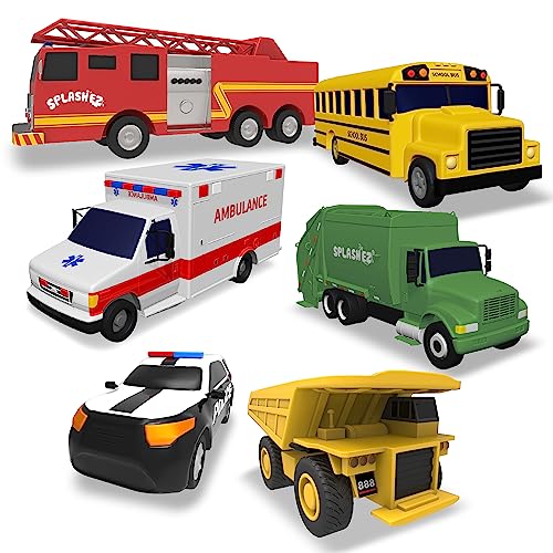 SplashEZ Mold Free Baby Bath Toys No Hole Bath Toys for Toddlers Bathtub 6Pack Cars Set for Kids No Mold Floating Water 6 Vehicles Set for Pool BPAFree Safe Fun Infant Ages 1 3 6 12 18 Mo - Image 1
