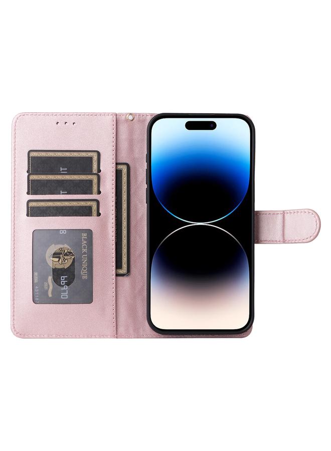 اس-توب جراب هاتف iPhone 14 Pro من الجلد بتصميم شبكي ماسي قابل للطي - Image 4