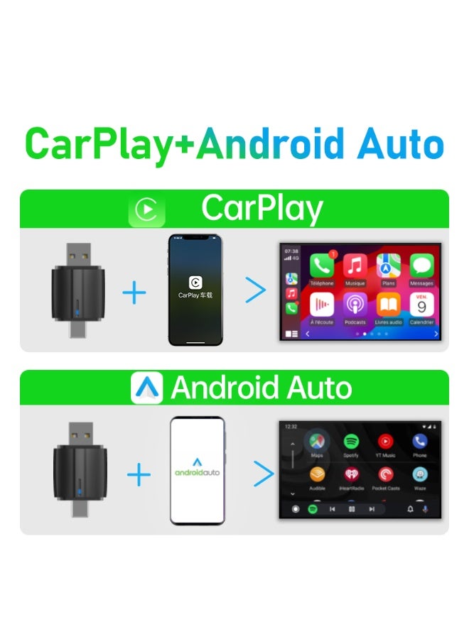 محول لاسلكي CarPlay و Android Auto للآيفون وأندرويد، دونجل Plug & Play مع WiFi 6 وBluetooth 5.4، اتصال تلقائي سريع، ملاحة GPS مستقرة، تشغيل موسيقى ومكالمات بدون انقطاع - Image 4