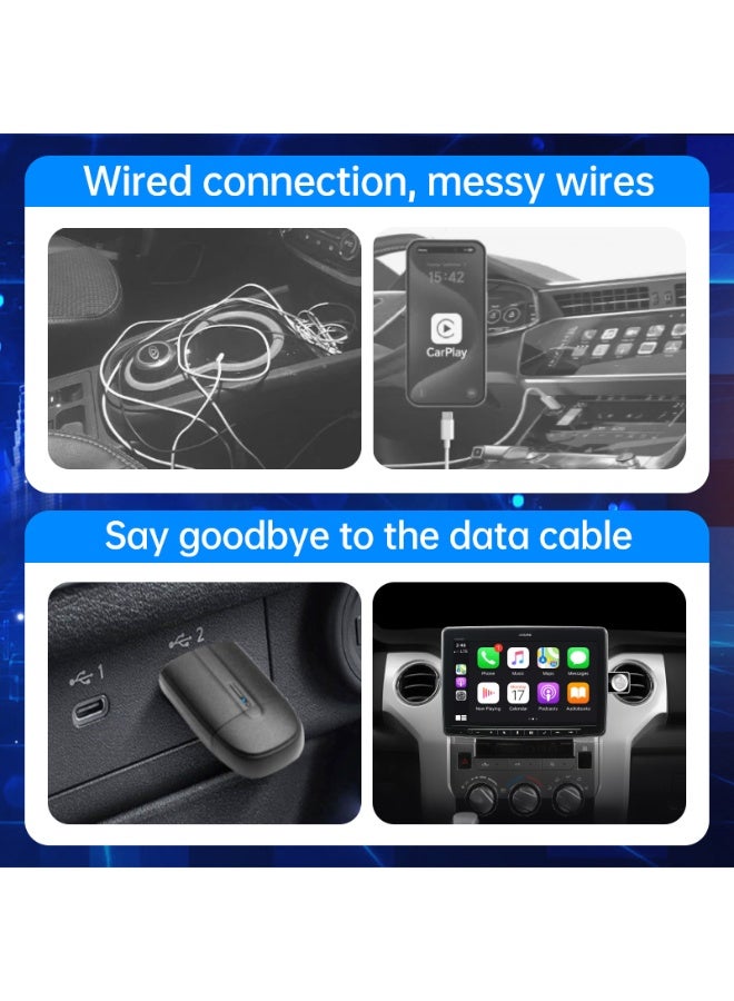 محول لاسلكي CarPlay و Android Auto للآيفون وأندرويد، دونجل Plug & Play مع WiFi 6 وBluetooth 5.4، اتصال تلقائي سريع، ملاحة GPS مستقرة، تشغيل موسيقى ومكالمات بدون انقطاع - Image 3