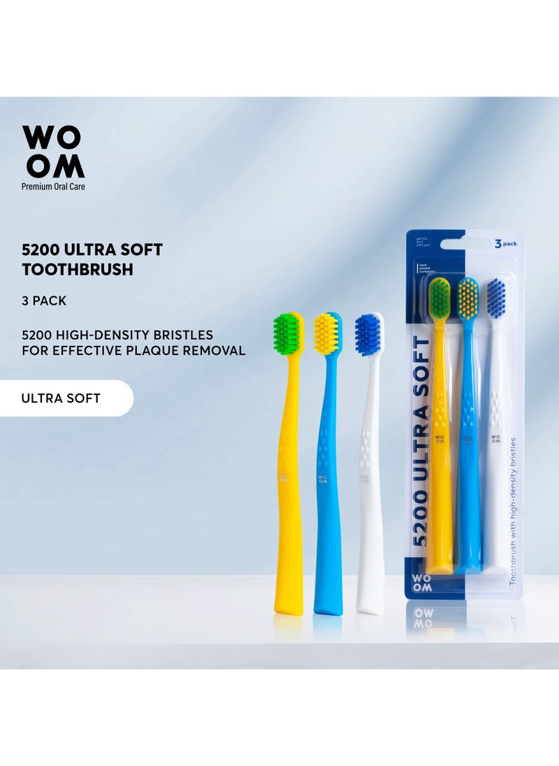 Toothbrush WOOM 5200 Ultra Soft for Sensitive Teeth and Gums, 3 pack